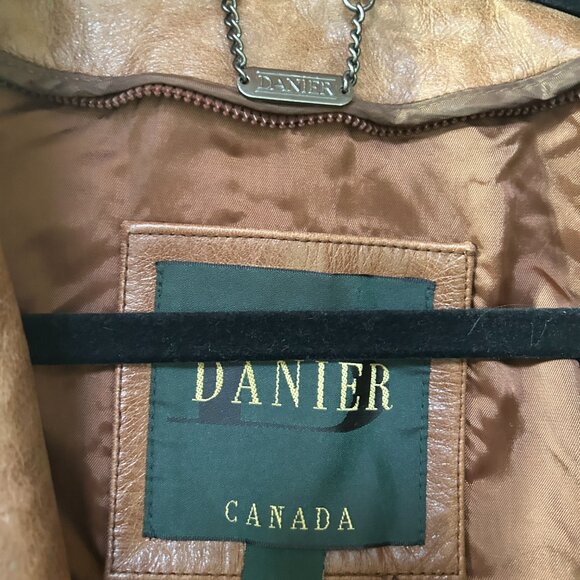Vintage Danier Men’s Camel Brown Leather 3/4 Jacket Sz M Lined Western Cowboy - Picture 5 of 9